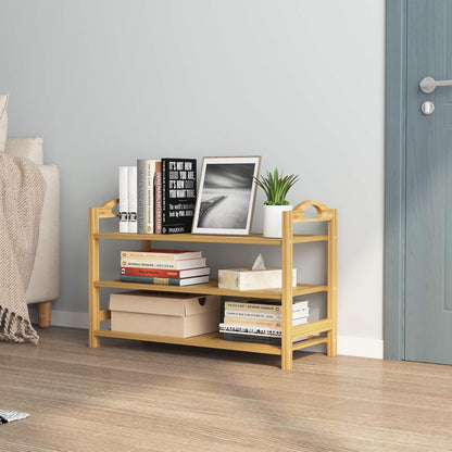 3-Tier Bamboo Shoe Rack, Entryway Shoe Storage Organizer and Shelf