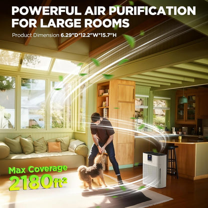 HEPA Air Purifier for Large Rooms with Washable Pre-Filter & PM2.5 Sensor