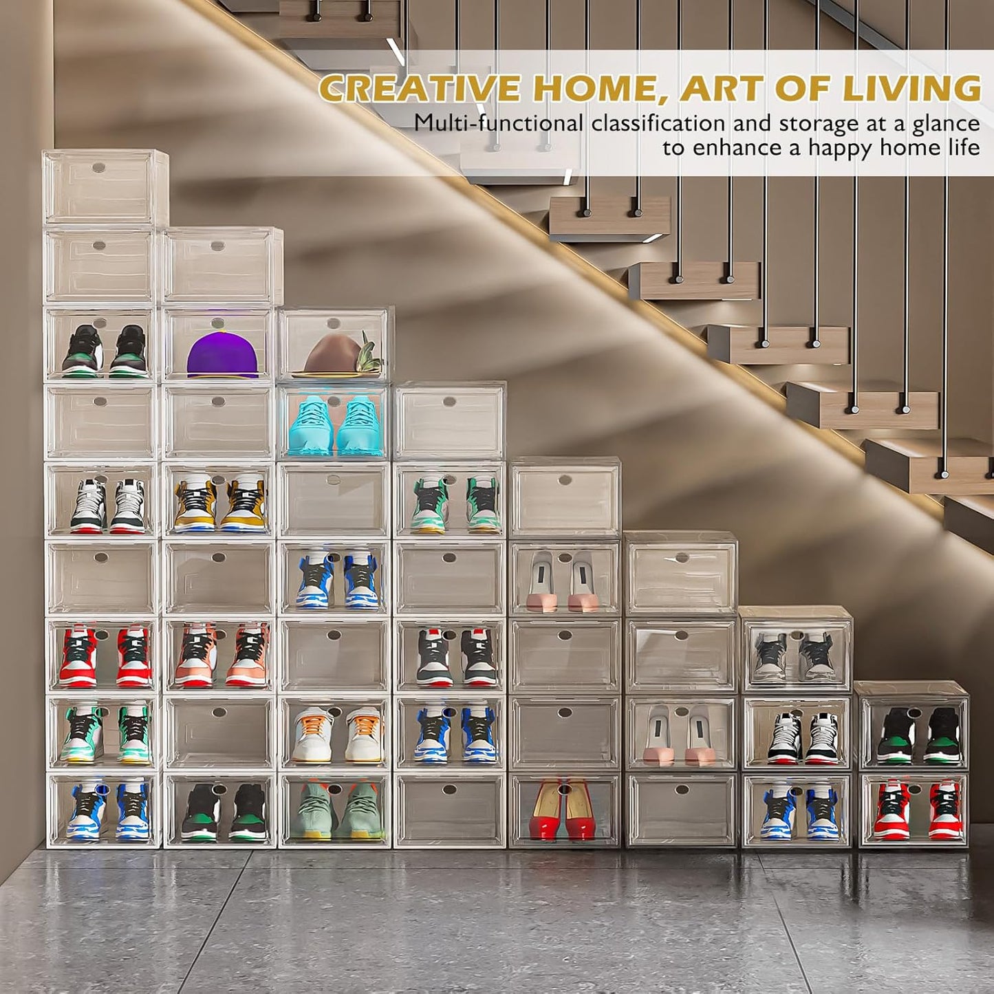 Clear Stackable Shoe Organizer Boxes with Magnetic Door (12 Pack)