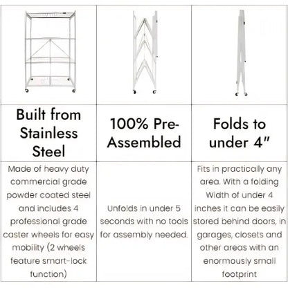 No Installation! Foldable Shelf with Smooth 360° Rotation for Easy Storage