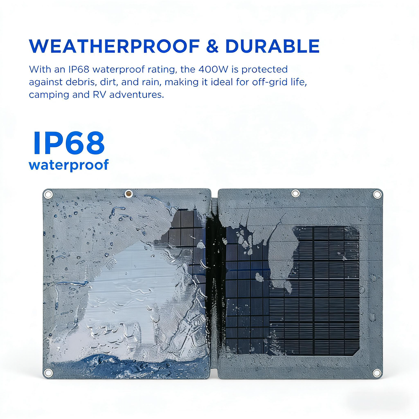 400W Portable Foldable Solar Panel – IP68 Waterproof, High Efficiency for Off-Grid & Outdoor Use