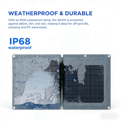 400W Portable Foldable Solar Panel – IP68 Waterproof, High Efficiency for Off-Grid & Outdoor Use